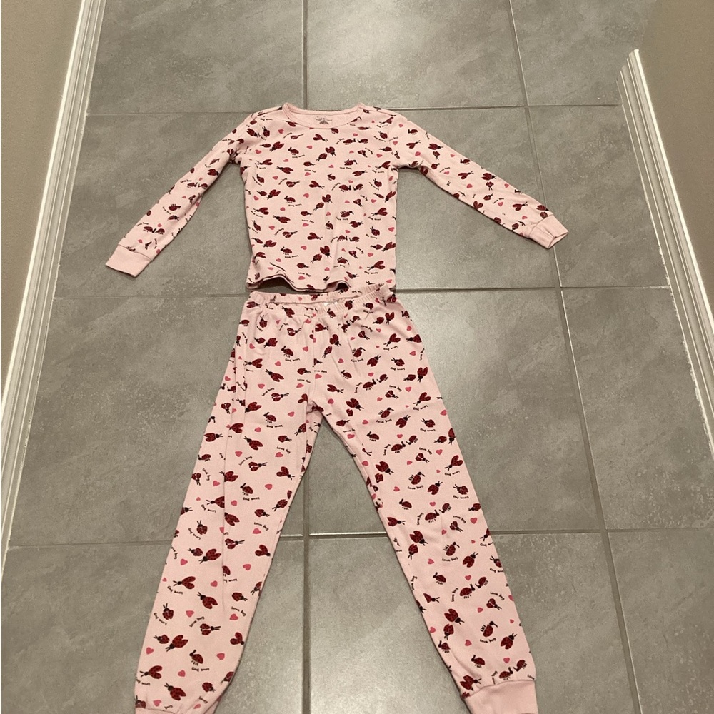 Janie and Jack Pink and Red Pajama Set with Heart Pattern